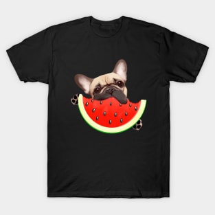 French bulldog and Watermelon, summer time with frenchie T-Shirt